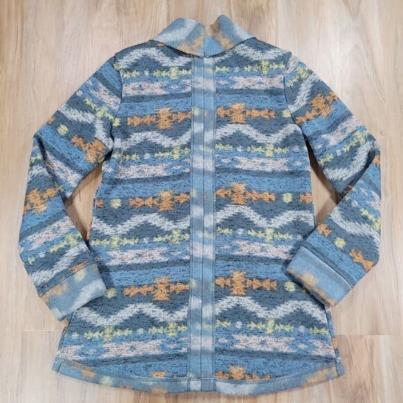 🔺️Unity World Wear Blue Fleece Open Cardigan Sweater Medium - Picture 2 of 12